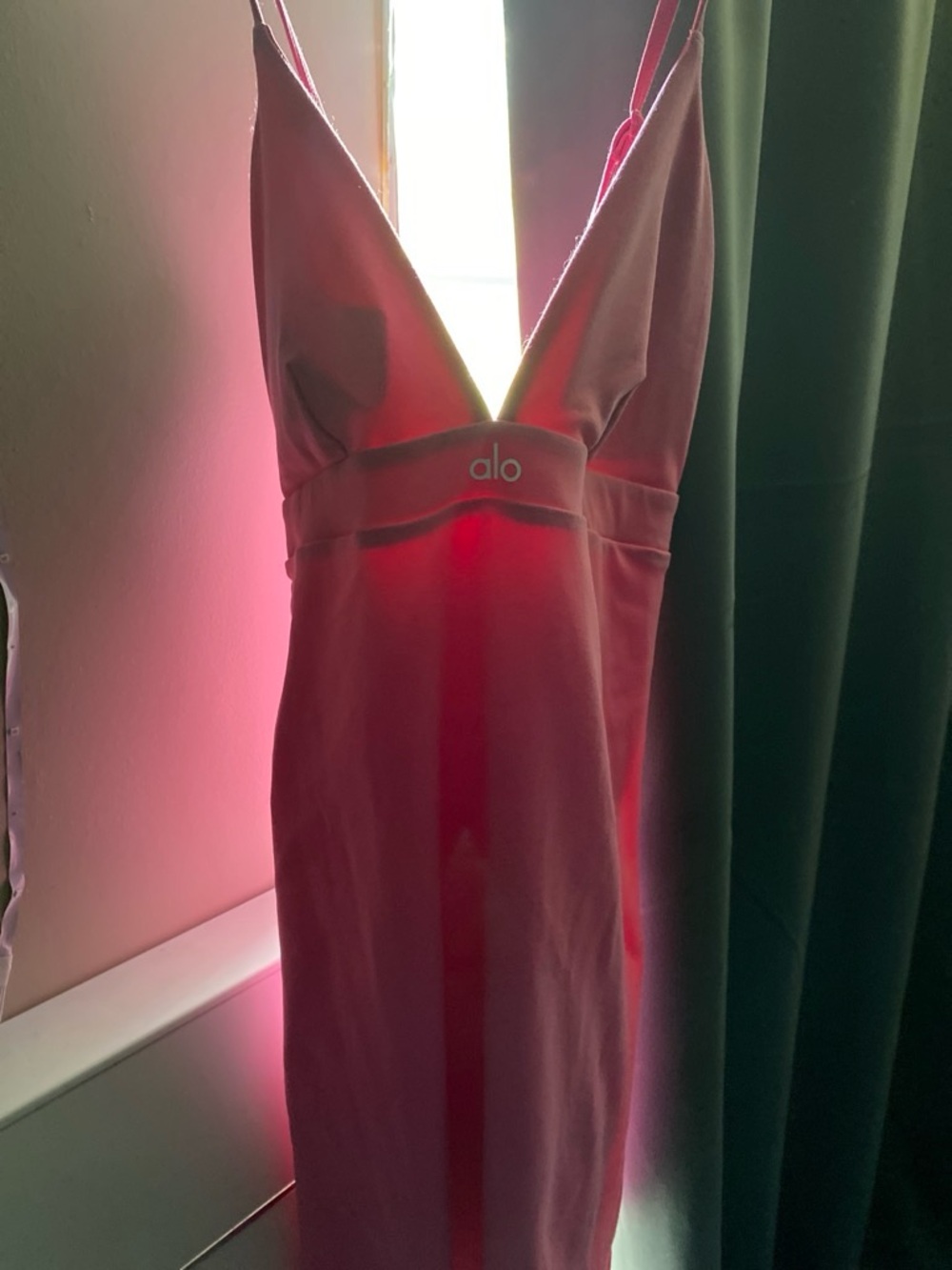 ALO Yoga Pink Strapless V-Neck Slip Dress